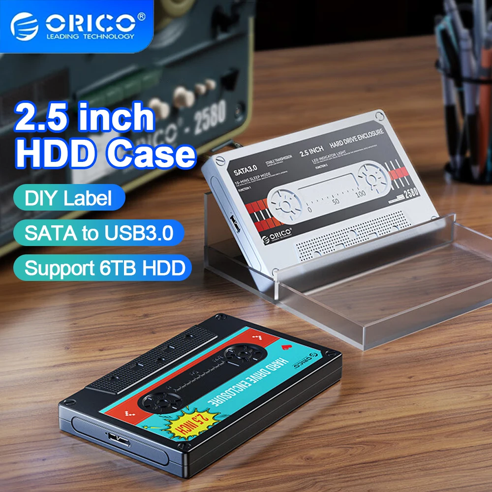 オリコ 2.5 インチ HDD エンクロージャ SATA から USB3.0 外部ハードドライブケース 5Gbps / 6Gbps Type-C HDD ケース DIY ステッカー PC アクセサリー