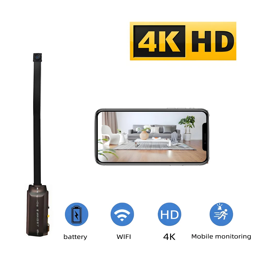 アップグレードバージョン、4K HD ミニ WiFi カメラ、リモート視聴サポート、動体検知、ホームナニースタイル DIY カメラ