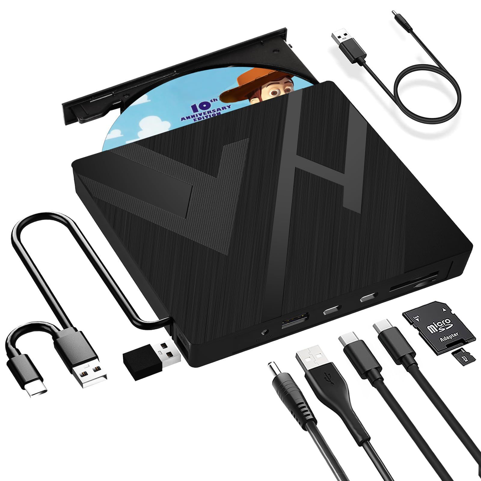 新しい USB3.0 Type-C 外部ブルーレイ光学ドライブ、ラップトップ PC ポータブル BD DVD CD -/RW プレーヤーバーナーリーダー、SD/TF カードスロット付き