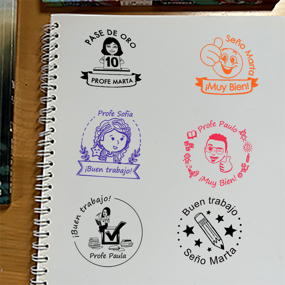 学校の宿題シール用にカスタマイズされたスペイン語教師スタンプセルフインク Personaliseseals ロゴ
