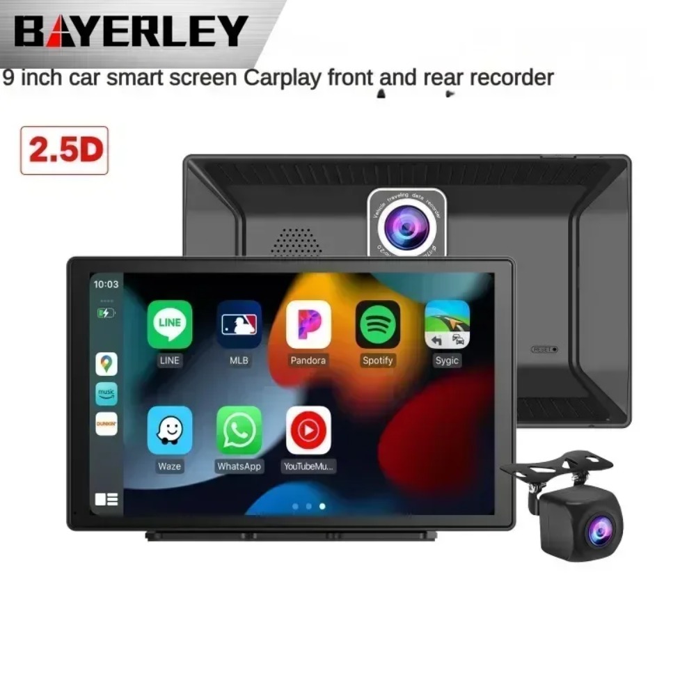 Bayerley 車 GPS ナビゲーション C90-DVR 9 インチ Carplay スマート スクリーン ドライブ レコーダー フロントおよびリア高解像度 4K 車用