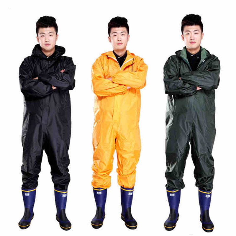男性防水オーバーオールフード付きレインカバーオール作業服防塵ペイントスプレー男性レインコート作業服安全スーツ M-XXXL