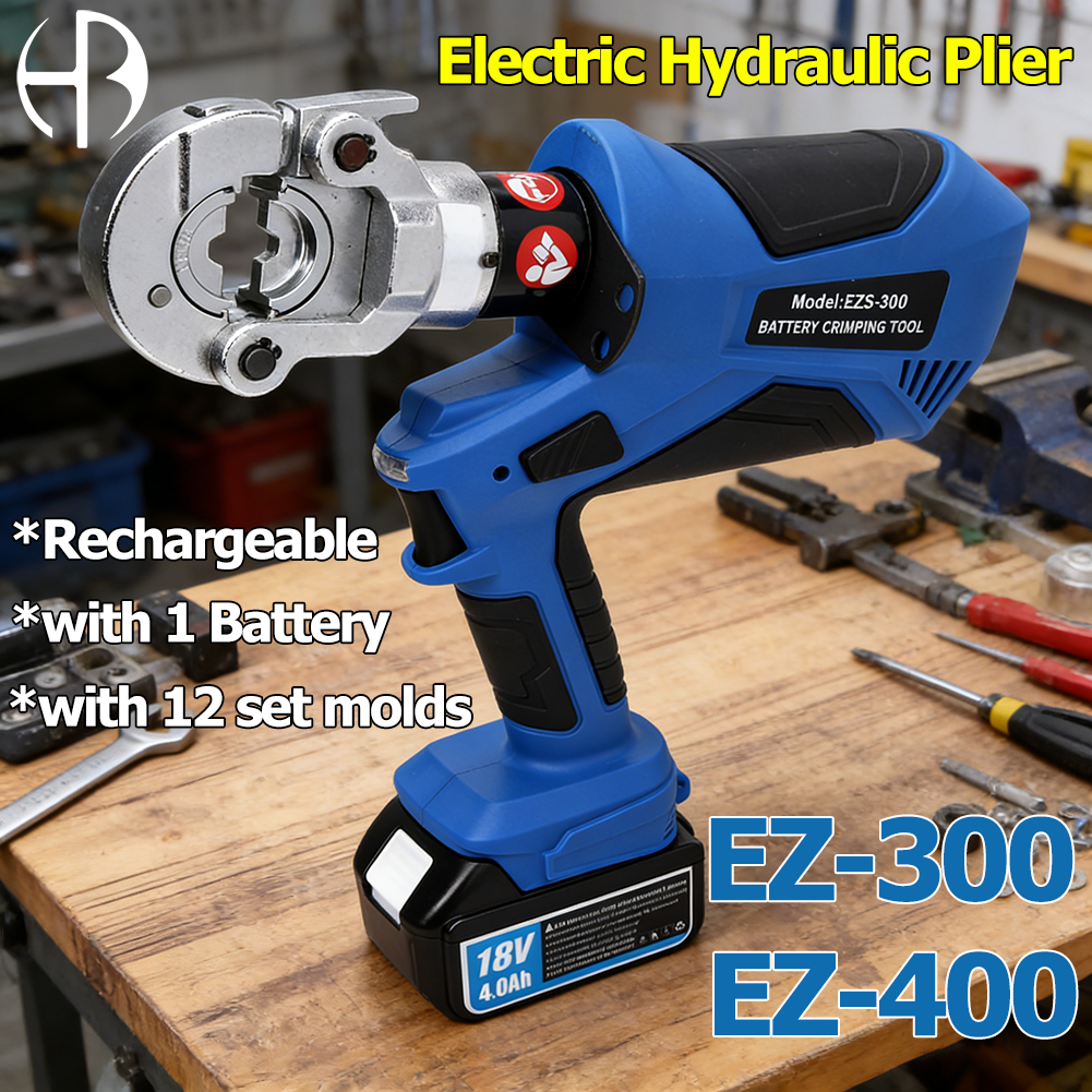 EZ-300 EZ-400 電動油圧プライヤー バッテリー付き ハンドヘルド充電式ケーブル 銅アルミ端子圧着工具
