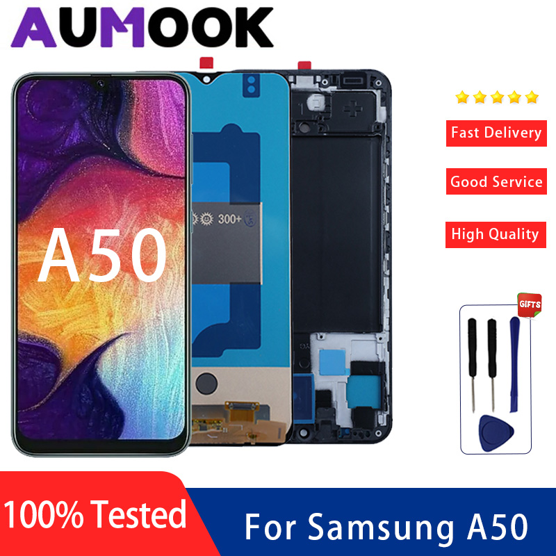 A50 ディスプレイ画面とフレームサムスン A50 A505 A505F A505FN A505GN A505FM Lcd ディスプレイタッチスクリーンデジタイザアセンブリ