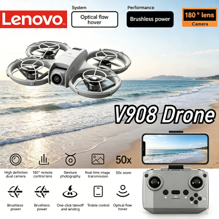 レノボ V908 ブラシレス RC FPV ドローン スクリーンリモート 5G WiFi オプティカルフロー 8K HD 4K 航空写真クアッドコプター付き