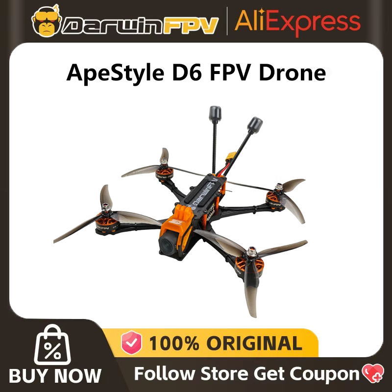 DarwinFPV ApeStyle D6 FPV ドローン 6S 1500mAh 120C XT60C/4000mAh 120C 10C 60C バッテリー DarwinFPV2507-1800KV モーター新しい FPV ドローン