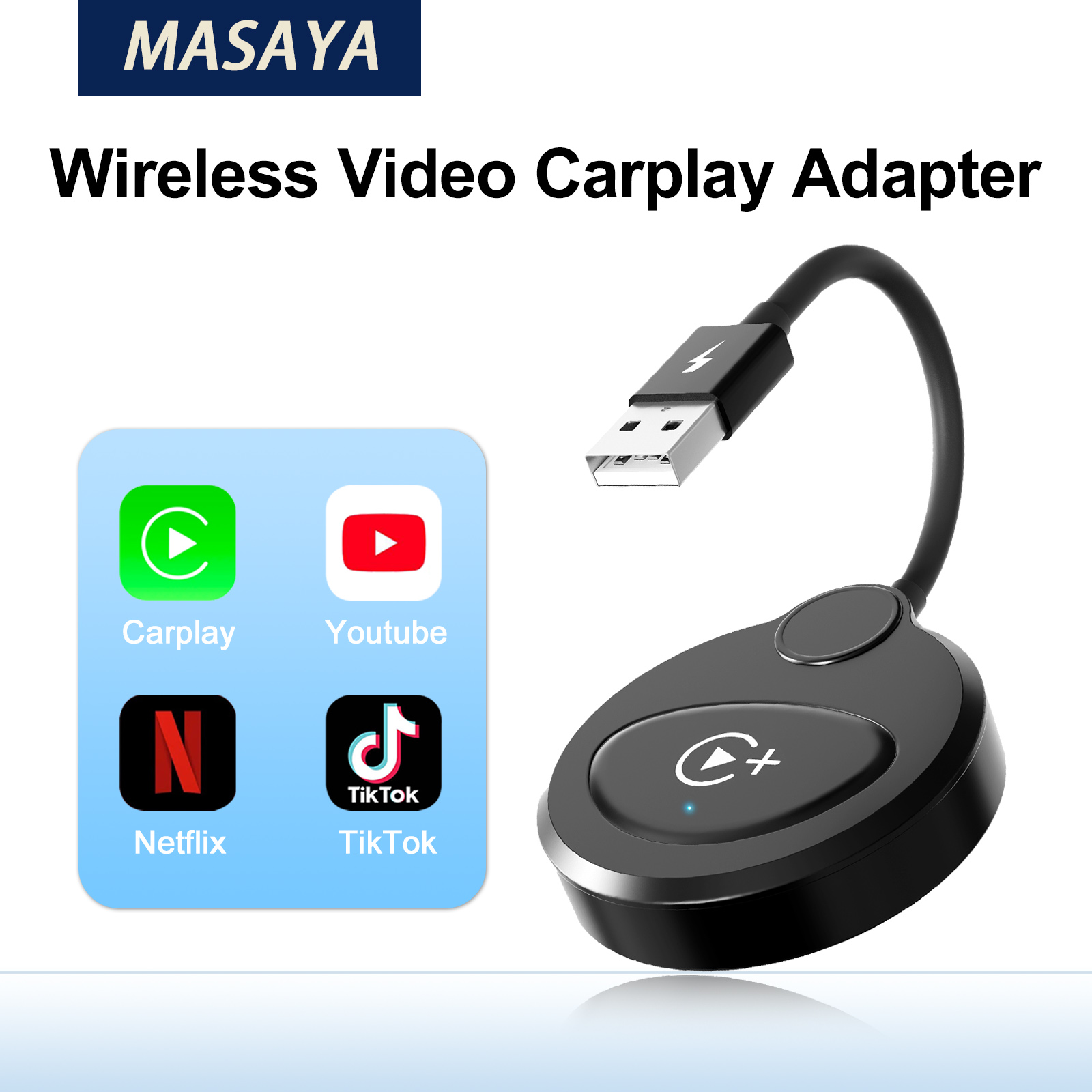 Netflix/YouTube/Tiktok 対応ワイヤレス ビデオ CarPlay アダプター、OEM 有線 CarPlay 車用