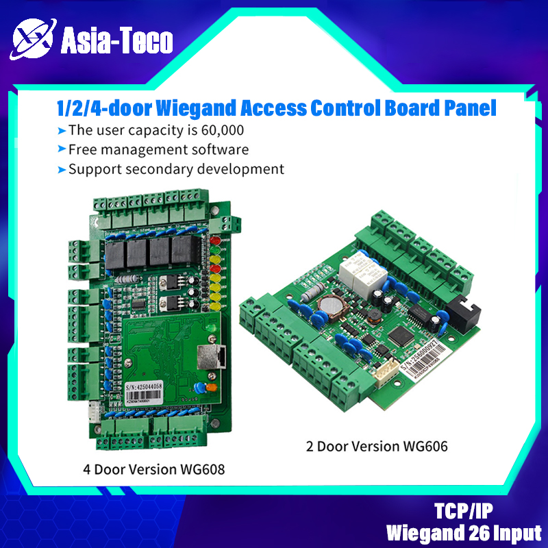 WG606 TCP/IP ネットワーク Wiegand 26 34 エントリー出席アクセスパネル制御ボードリレーボード 1 2 4 ドア用