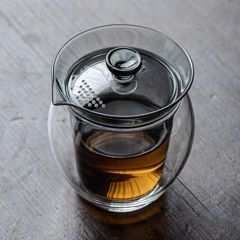 180 ミリリットル抗火傷二重壁高ホウケイ酸ガラス Gaiwan 耐熱カンフー茶セット醸造緑茶手持ちポット