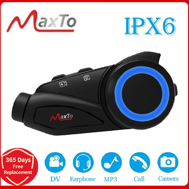 MAXTO M3 オートバイヘルメット Bluetooth ヘッドセットインターホン 1000 メートル WiFi 1080P レンズビデオレコーダー防水 6 ライダー