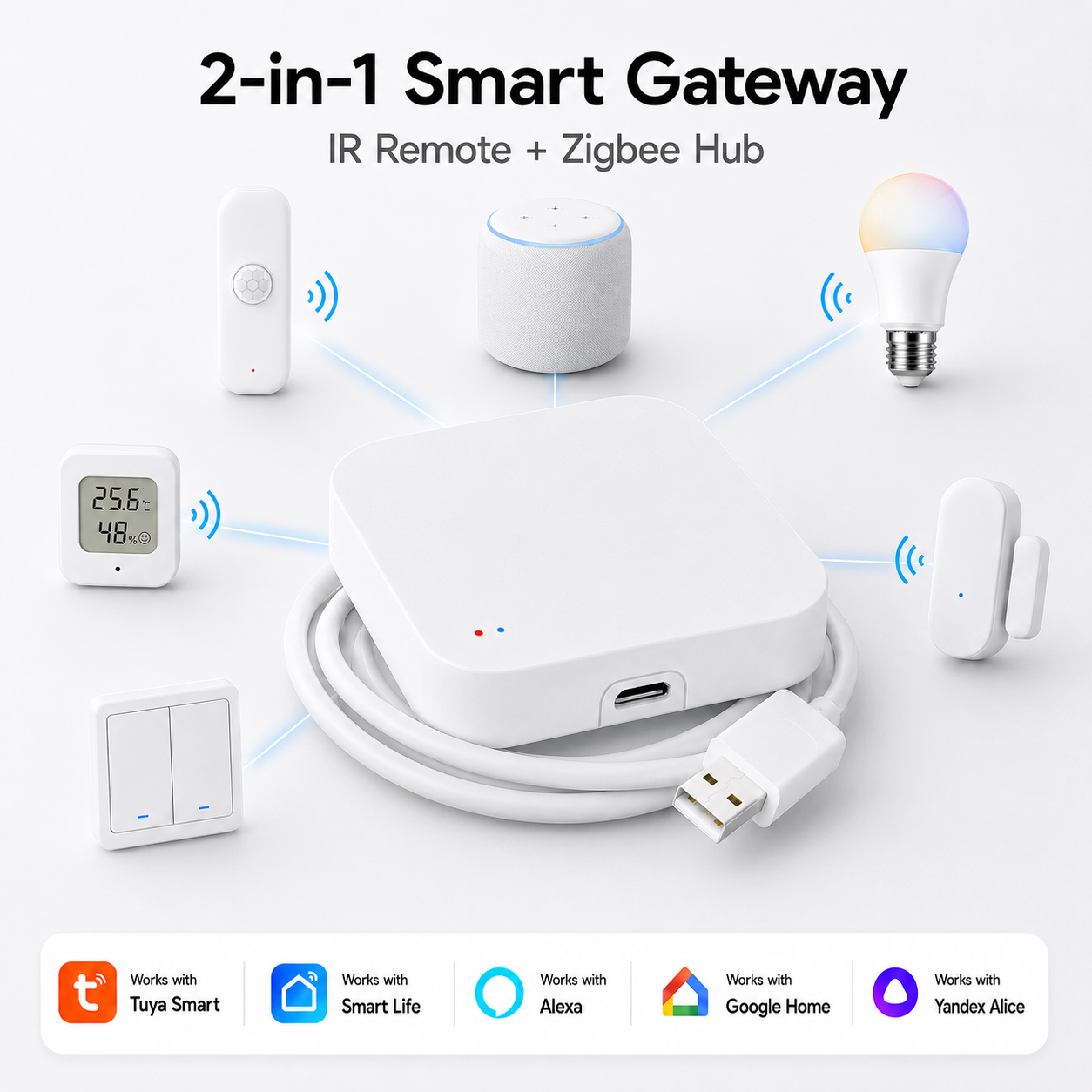 Tuya Zigbee 3.0 ゲートウェイ IR リモート コントロール ハブ WiFi メッシュ ブリッジ Alexa Google スマート ライフ用