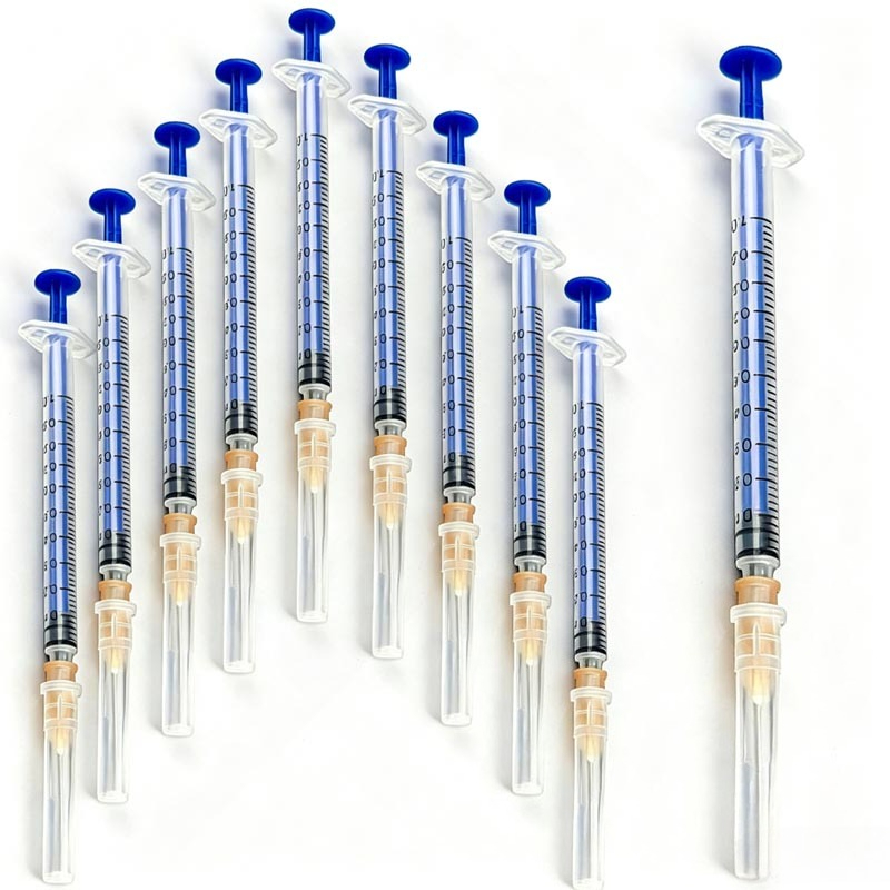 100/150 個ブルー使い捨て 1 ml 注射器針滅菌個別包装産業調剤ペット動物農場