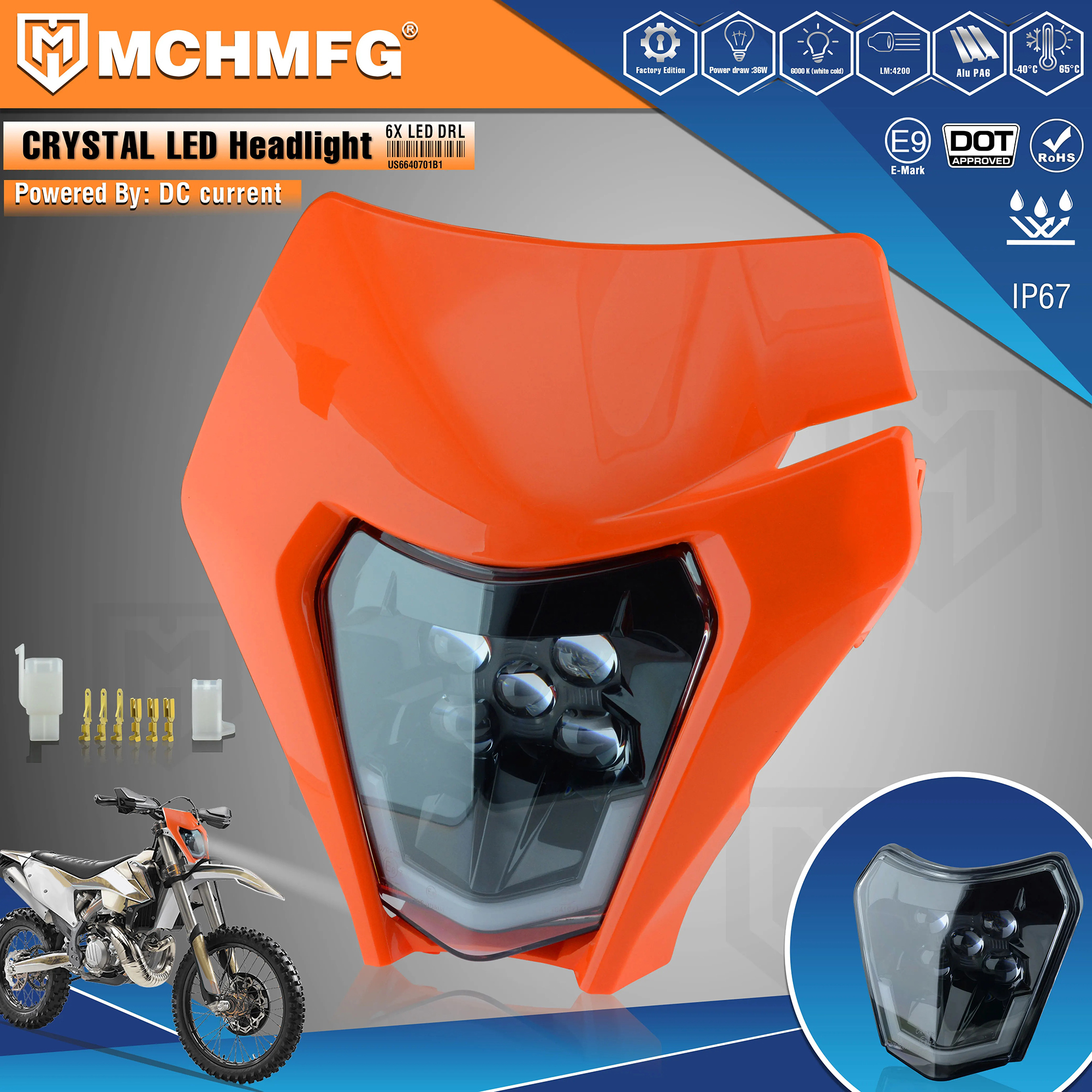 MCHMFG オートバイクリスタル LED ヘッドライトヘッドランプ KTM EXC SX SFXXC XCF XCW XCFW 2020 2021 2022 エンデューロ MX オートバイ