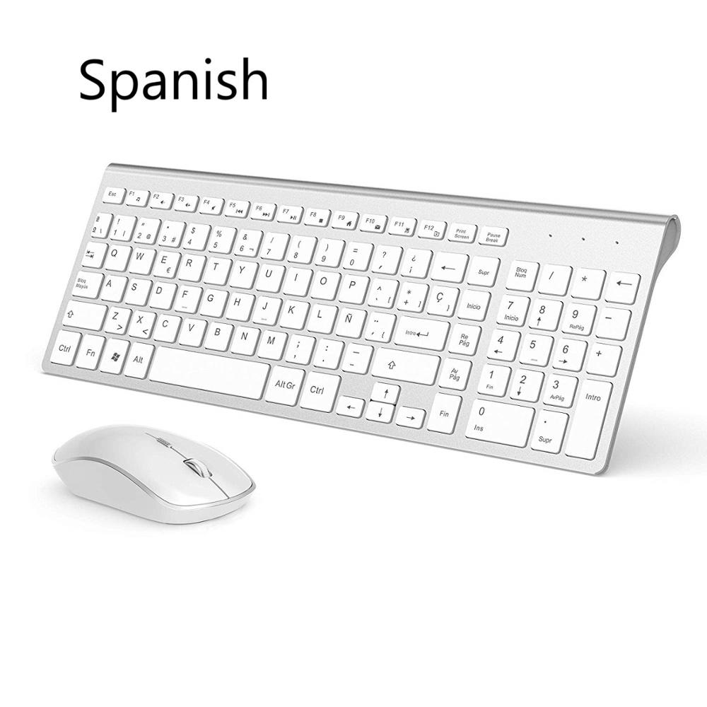 ワイヤレス キーボード マウス スペイン語/ロシア語セット 2.4 グラム超薄型洗練されたデザイン オフィス/旅行用 フルサイズ ワイヤレス マウス キーボード