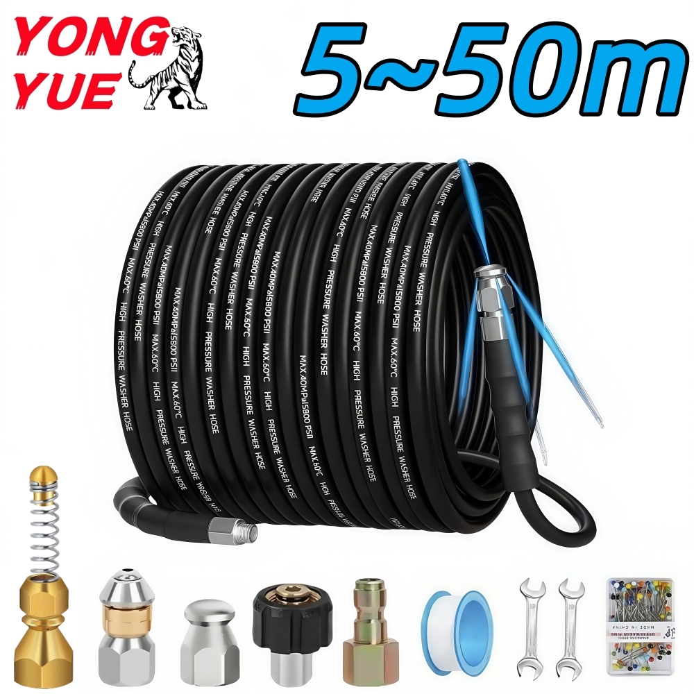 5 〜 50 メートル下水道排水水洗浄ホース 5800PSI 圧力洗浄機ホース 1/4 "NPT パイプライン洗浄ノズル下水道ジェッターキット