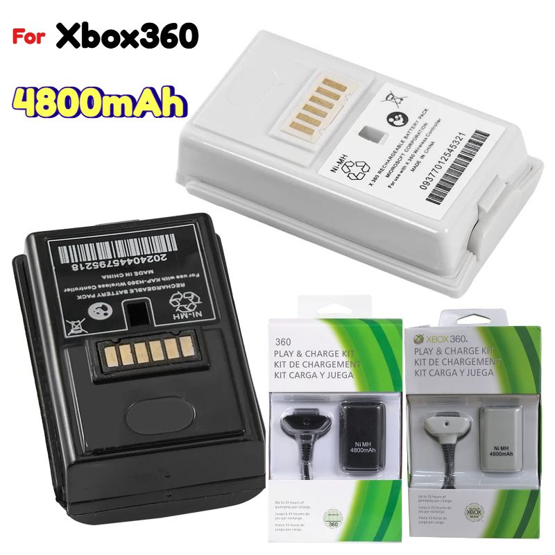新しい 1 セット 2 で 14800mAh ゲームパッド充電式バッテリーと充電ケーブル付き Xbox 360 ワイヤレスコントローラーバッテリー