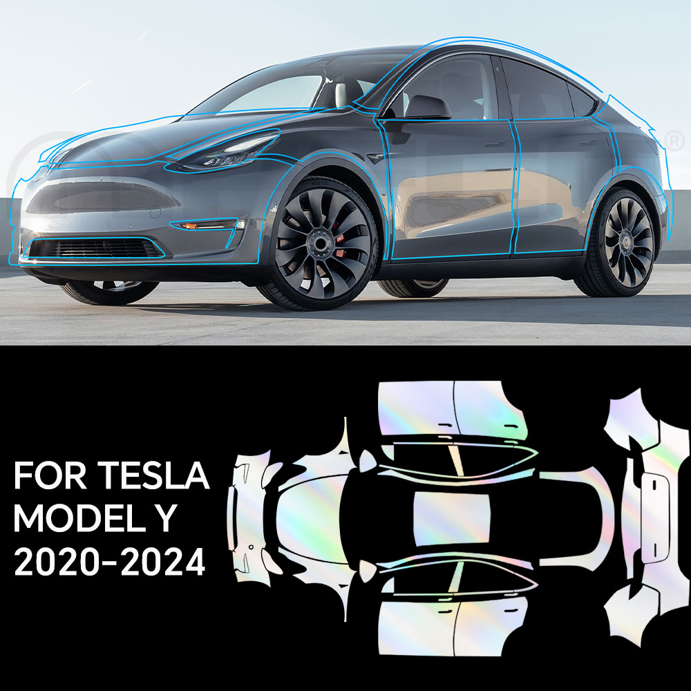 カスタムフロントバンパーテスラモデル Y 2020-2023 TPU 8.5mil 車のペイント保護フィルムプレカットスクラッチ透明カーアクセサリー