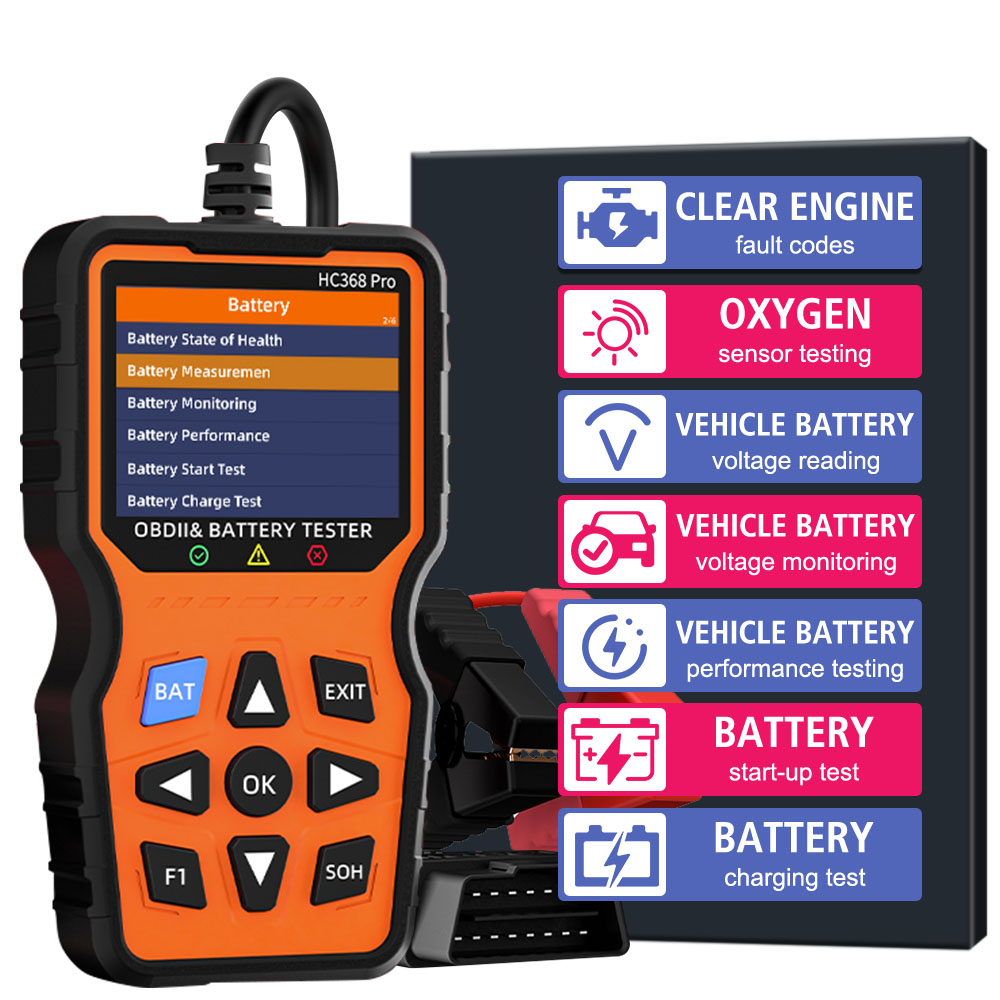 ブランド車 OBD2 診断ツール故障コードクリア自動車バッテリーテスター EOBD OBD 2 スキャナコードリーダーエンジンテスト HC368 プロ
