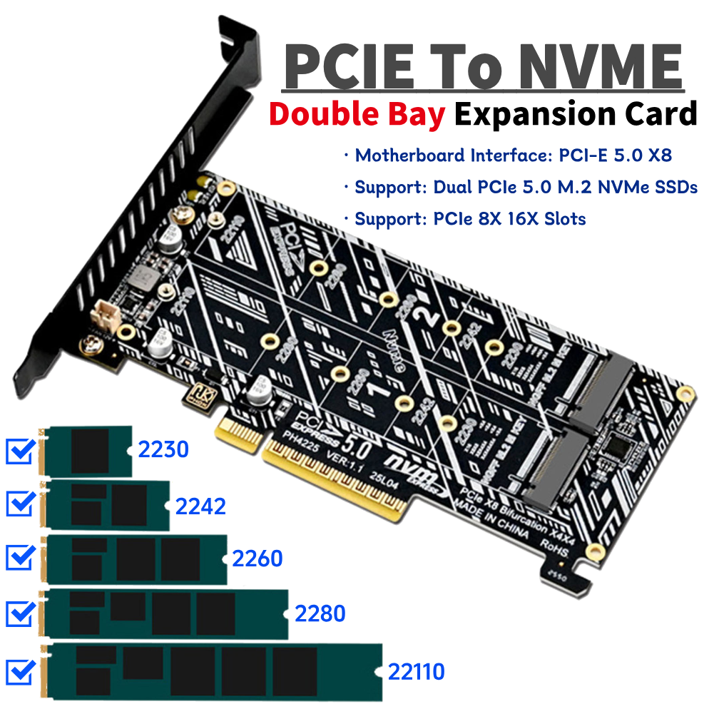PCIEからNVMeへのドライブ拡張カード、ツール付属、Mキー、2230/2242/2260/2280/22110 SSD NVMe PCIeカード、デスクトップPCデータ移行用