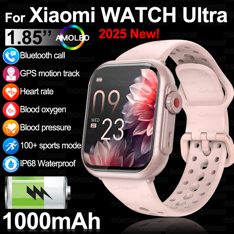 2025New XIAOMI IOS 腕時計 Ultra2 スマート腕時計女性 1000mAh 1.85 "AMOLED フルタッチスクリーン BT 通話レディースファッションスマートウォッチ