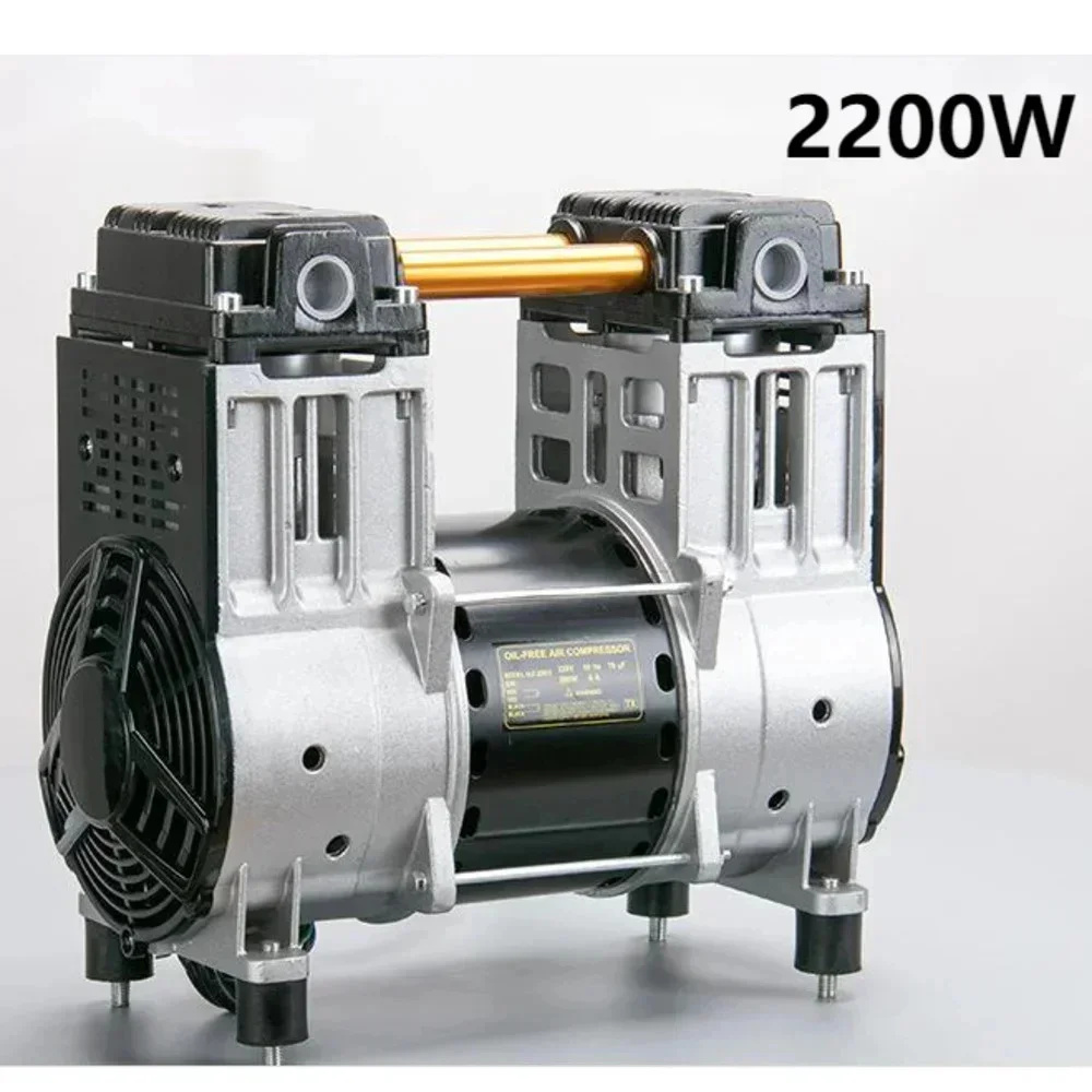 2200 ワット 220 V 200L/分 0.7mpa サイレントオイルフリーエンジンポンプヘッドポンプヘッド空気圧縮機アクセサリーポンピング銅線