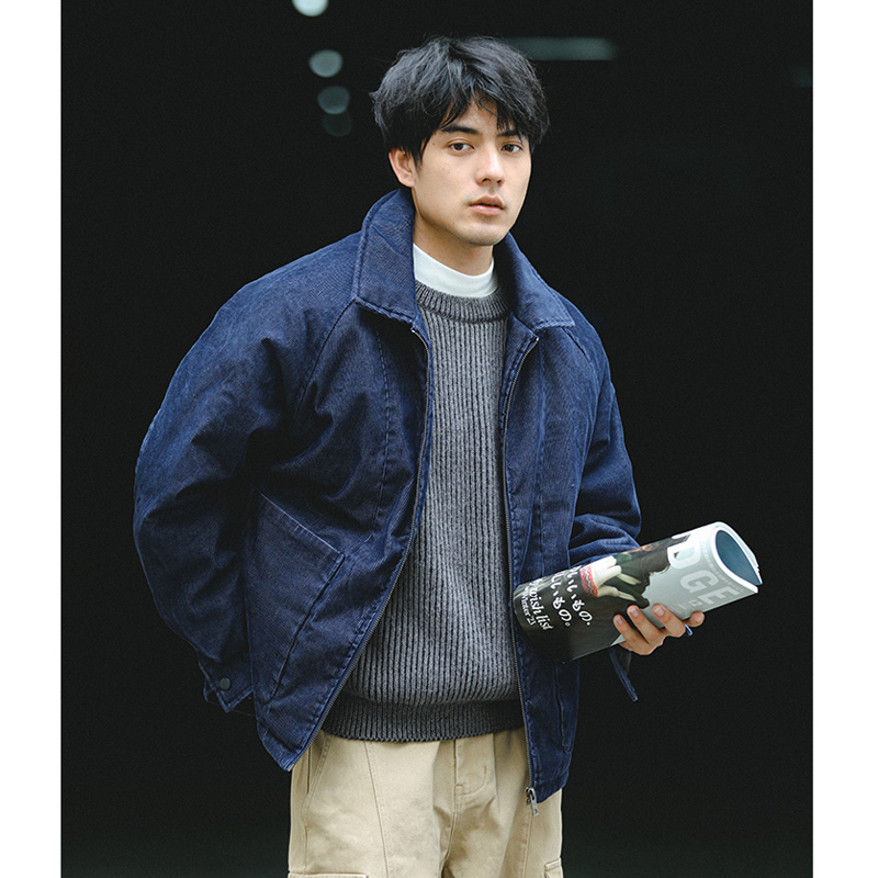 男性日本のストリートレトロコーデュロイ厚みのあるパッド入りコットンコート暖かい Amikaji カーゴパーカージャケット Cityboy アウター