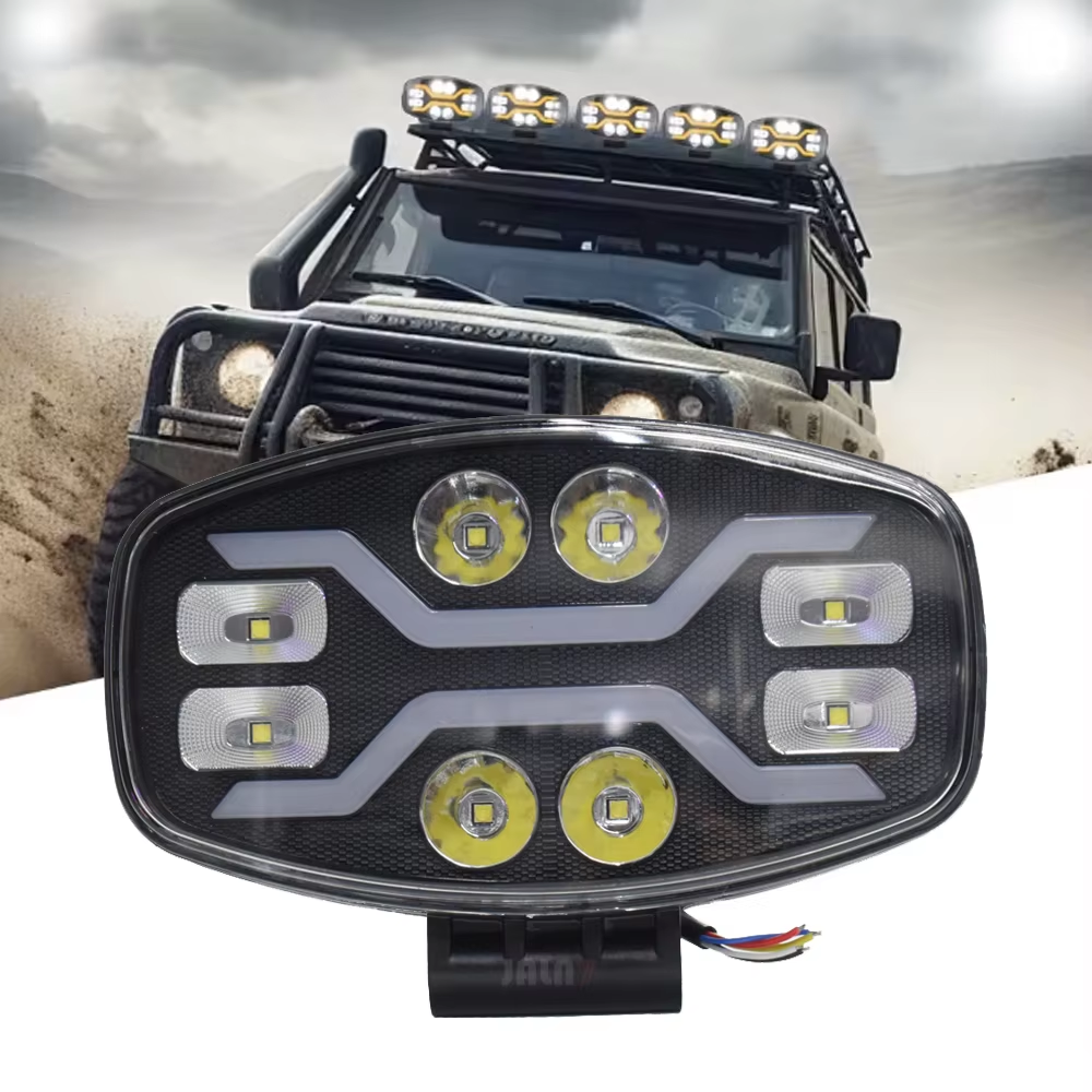 KeMu 9 インチ LED ドライビングライトスポットライトトラックオフロードヘッドライト補助スクエアカーフラッシュ白黄 100 ワット 22000LM 12 V 24 V