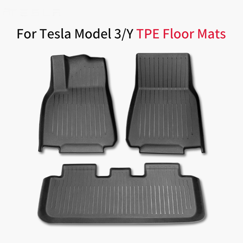 TPE 車のフロアマット テスラモデル Y/モデル 3 四季防水滑り止めトランクマット荷物マットセットに適合