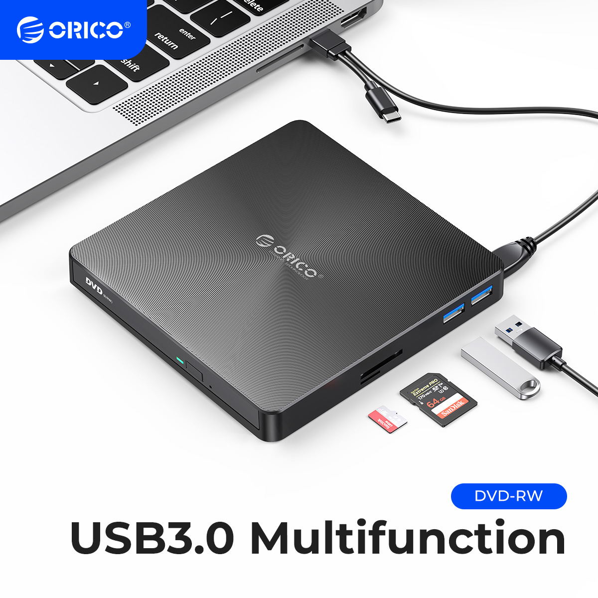 ORICO 外部 USB 3.0 光学ドライバー CD/DVD-ROM コンボ DVD RW ROM バーナー ライター レコーダー デスクトップ ラップトップ Windows Mac OS 用