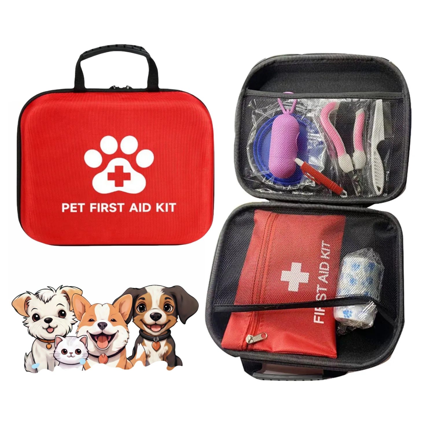 38 個犬猫応急処置キット緊急ケアダニ除去リーシュ付きペット医療用品旅行ハイキング家庭用必需品