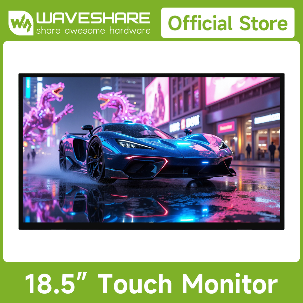 Waveshare Luckfox 18.5 インチ タッチ モニター スタンド付き、1920 × 1080 120Hz、Raspberry Pi 5/4B/3B /3A 用ミニ HDMI Type-C ディスプレイ