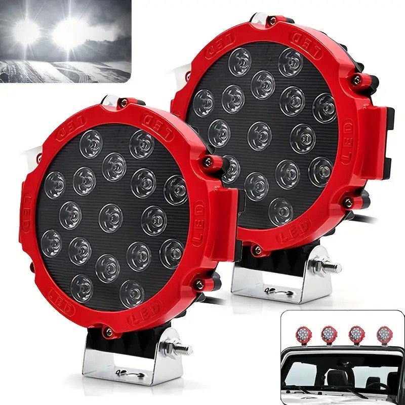 7 インチラウンド LED ライトバー車のスタイリングトラックトラクター 4 × 4 オフロード超高輝度スポットビームドライビングライト 51 ワット LED ワークライト