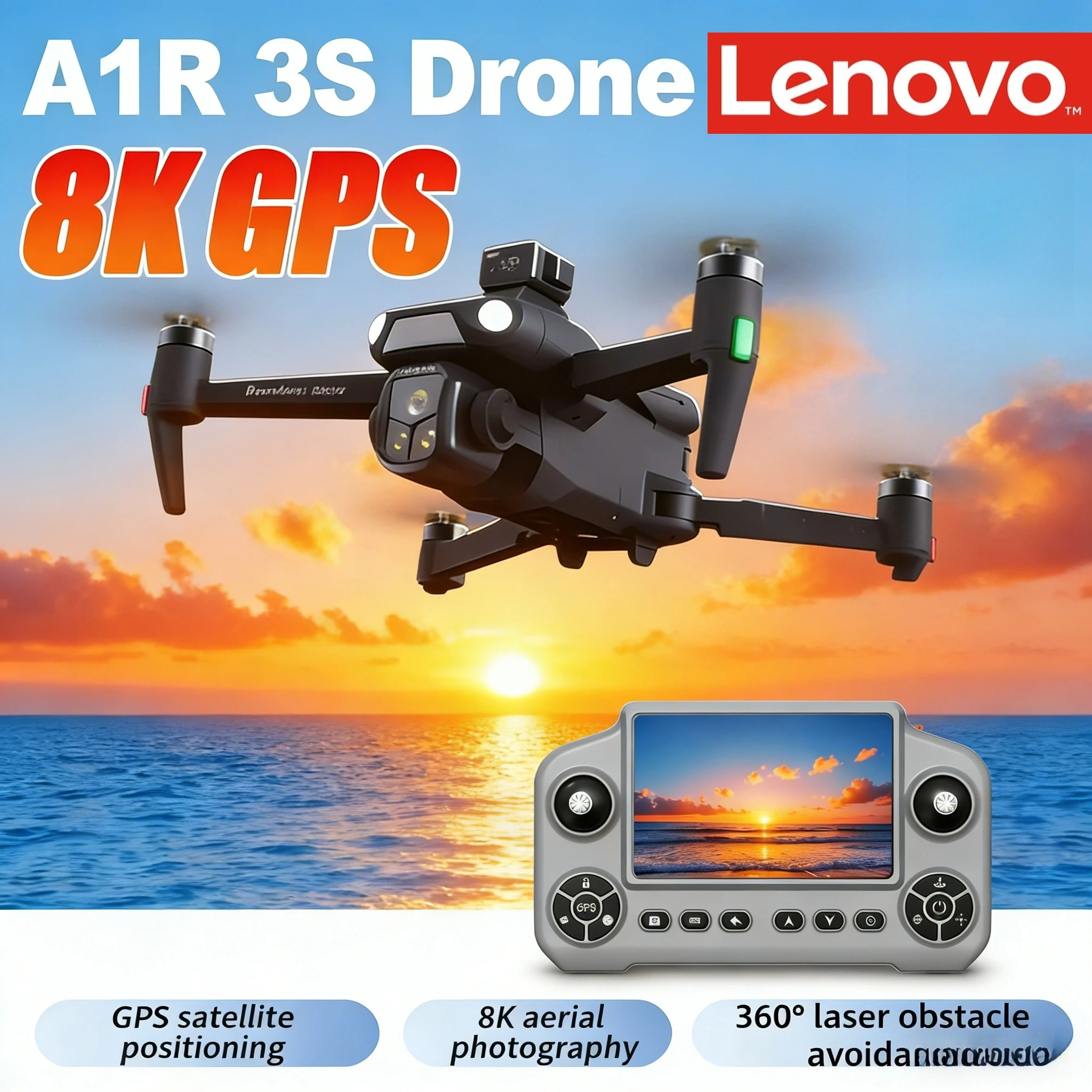 レノボ A1R 3S ドローン 8 18K プロフェッショナル GPS FPV ブラシレスレーザー障害物回避空中光学折りたたみ Quadcopter Dron おもちゃ
