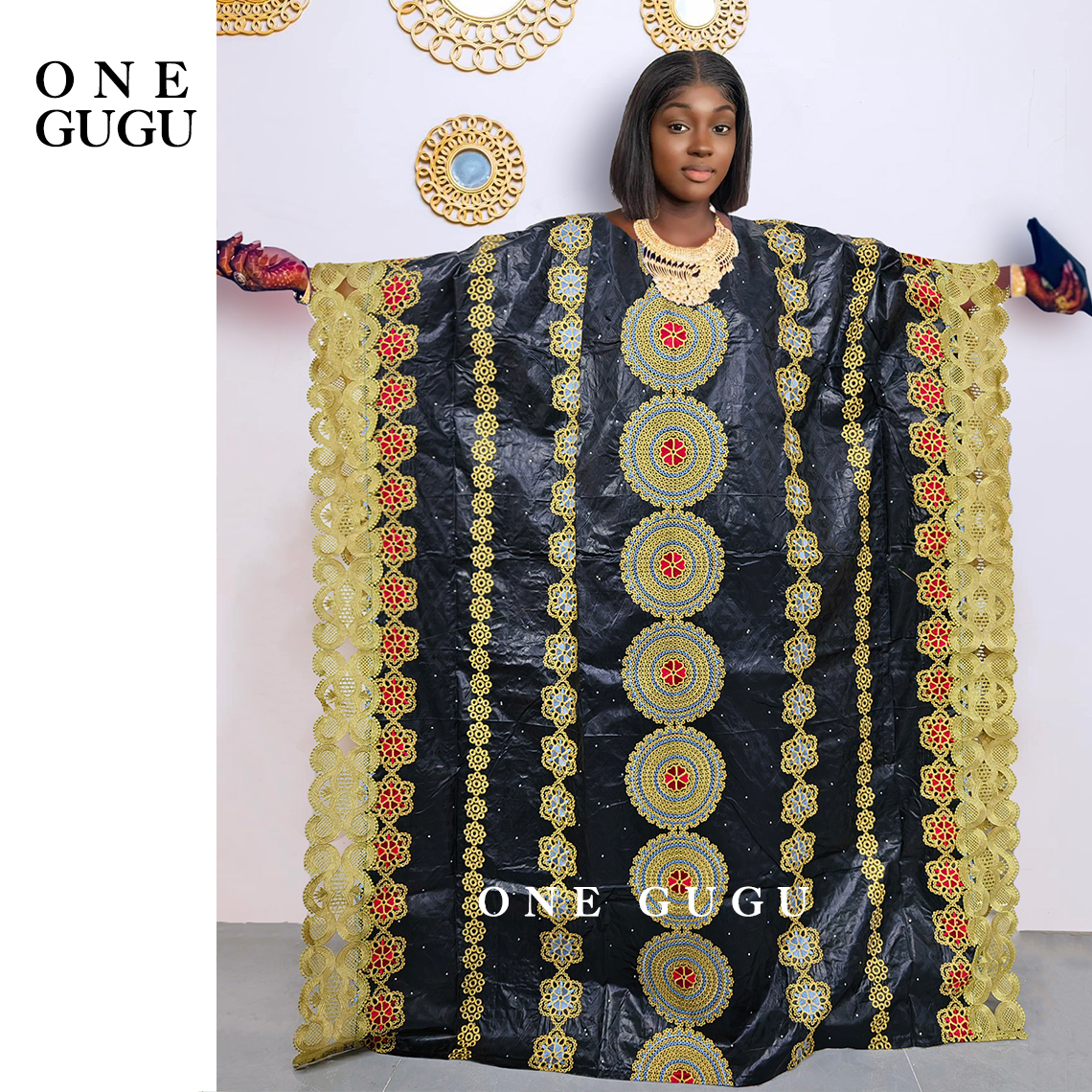 新しいナイジェリアオリジナルバザンリッシュ Boubou ブロケード刺繍マリ服女性のためのローブウェディングパーティードレス盆地ドレス