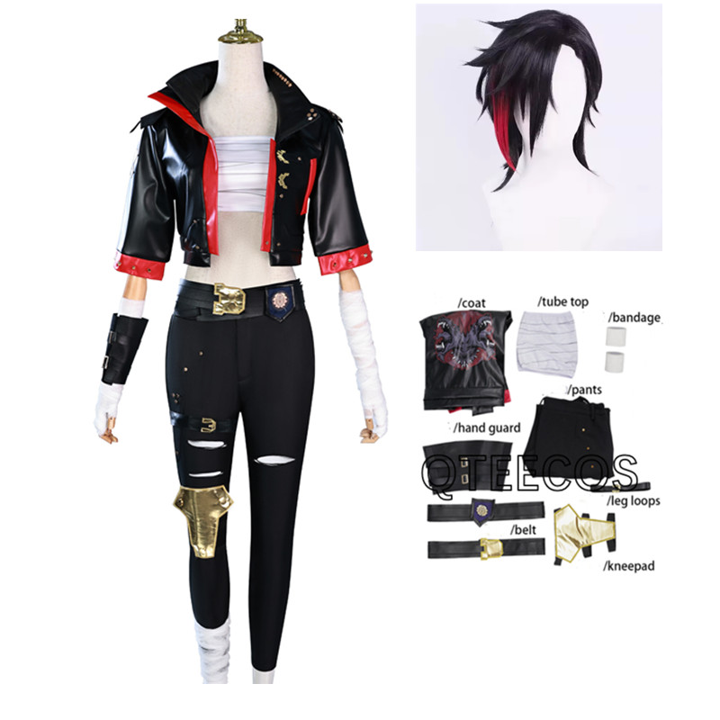 Game LOL Arcane 2 Cosplay Underground Fighter VI Costume Black Carnival Halloween Outfis Uniforms Outfit Suits
