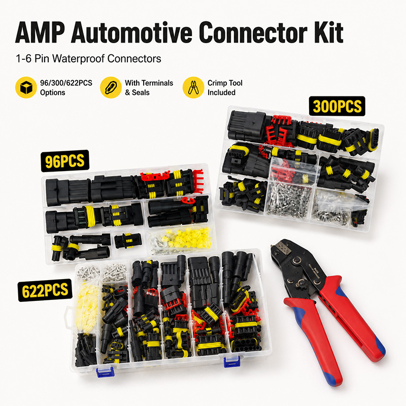 AMP 防水自動車ワイヤーコネクタキット 96-622 個 1-6 ピン男性女性プラグソケット端子箱 SN48B SN2549 ツール