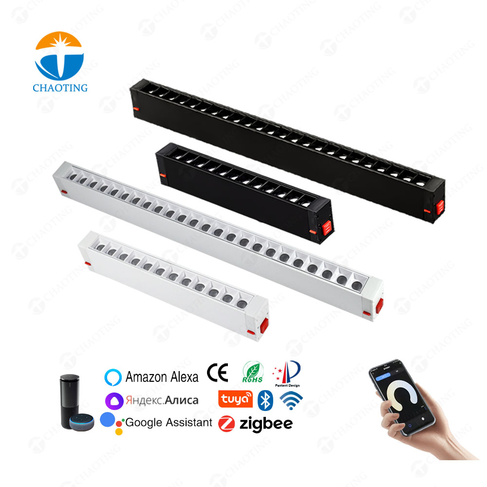 Tuya スマート ZigBee Wifi 調光可能な磁気トラックフォーカスグリルスポットライト 9 ワット 18 ワット屋内表面天井凹型 LED リニアスポットライト