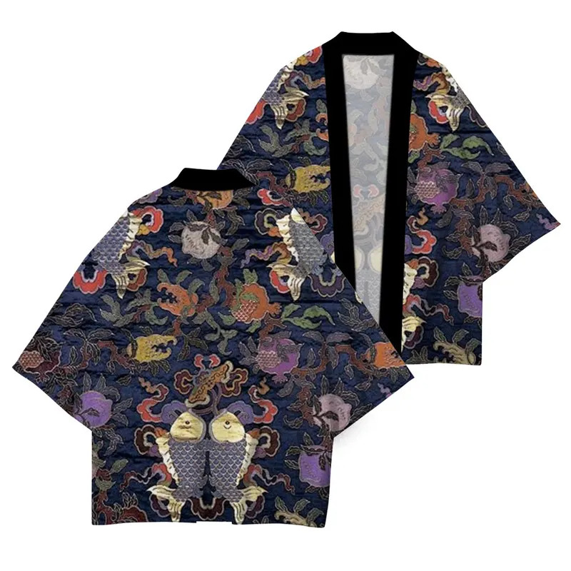 日本の伝統的な服夏の新しい UV 保護着物高品質カジュアルルーズ着物藤柄プリント XXS-4XL