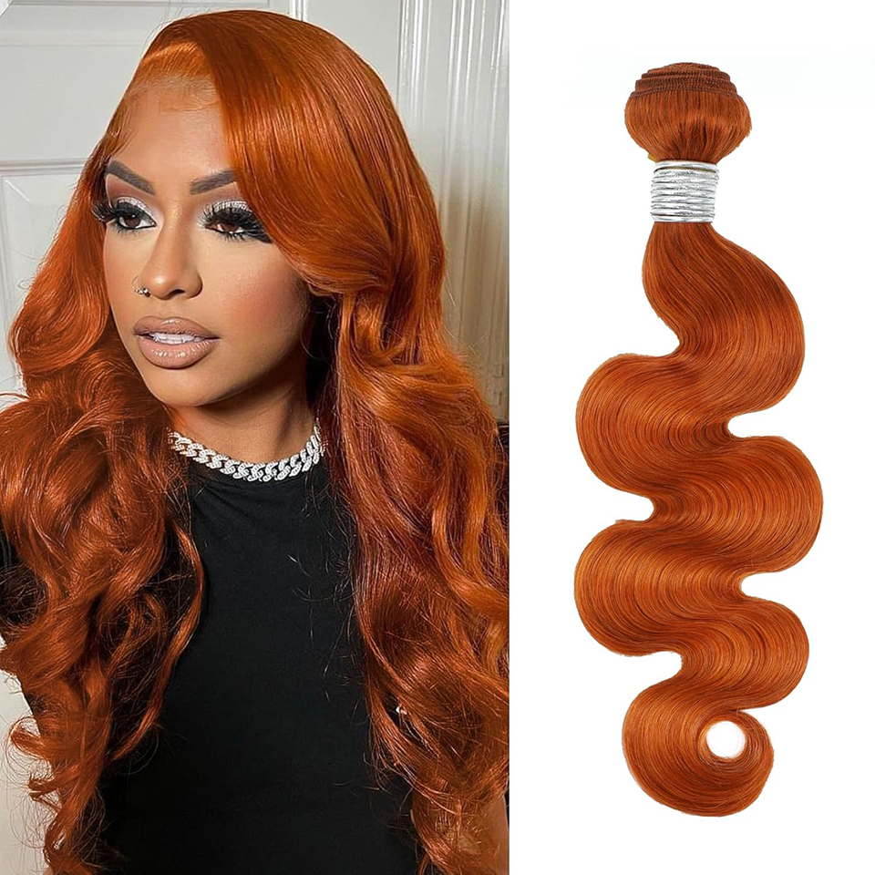 #350 Bundles Human Hair Orange Body Wave Bundles Ginger Body Weave Human Hair Bundles Brazilian Remy Hair Extensions Double Weft
