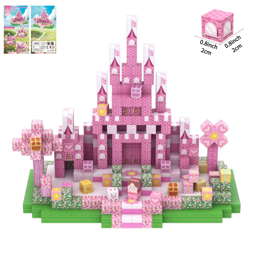 桜磁気ビルディングブロックプリンセスキャッスルガーデン STEM モンテッソーリ感覚マグネットキューブ幼児子供のおもちゃ