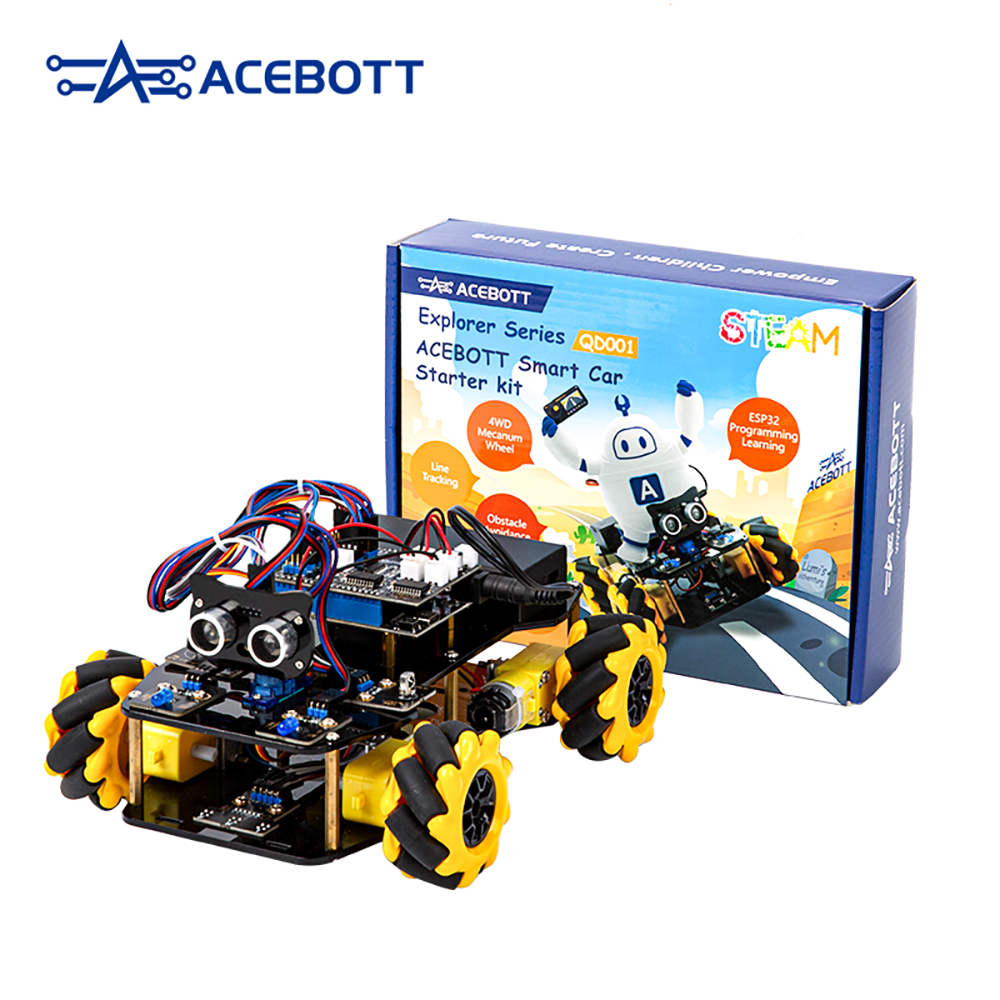 ACEBOTT ESP32 4WD メカナム ホイール カメラ IoT WiFi STEM STEAM プログラミング スマート ロボット カー キット 学校プロジェクト用 Arduino UNO R3