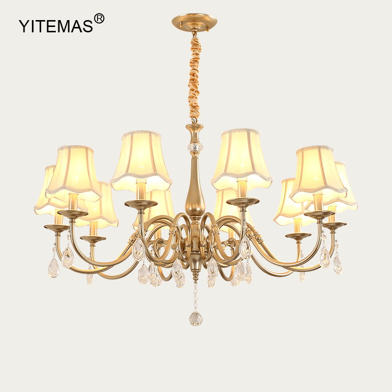 Crystal Chandelier With Lamp Shade For Living Room Gold Chandeliers Bedroom Farmhouse Church Pendant Lights Dining Room Light