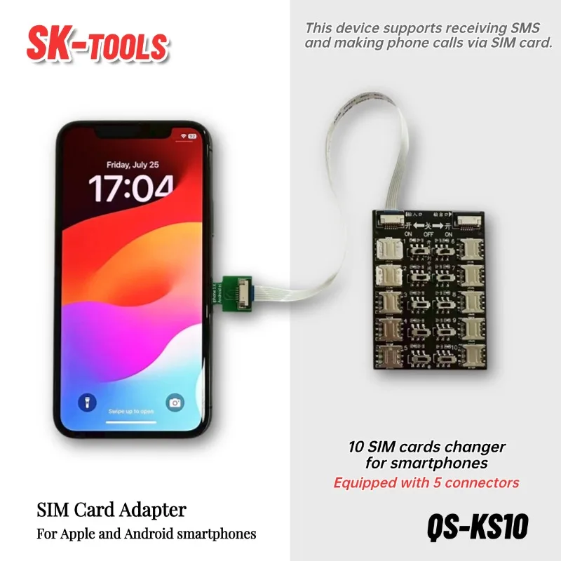 カードチェンジャー マルチ SIM カードリーダー 10 スロット SIM カードアダプター Android Apple ユニバーサル 10 拡張付き