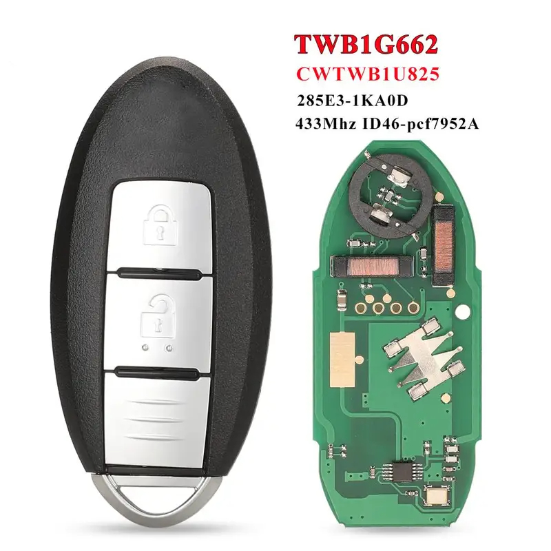 TWB1G662 433Mhz ID46 Smart Remote Car Key for Nissan Micra Juke Sentra Patrol Note Navara Tiida Frontier CWTWB1U825