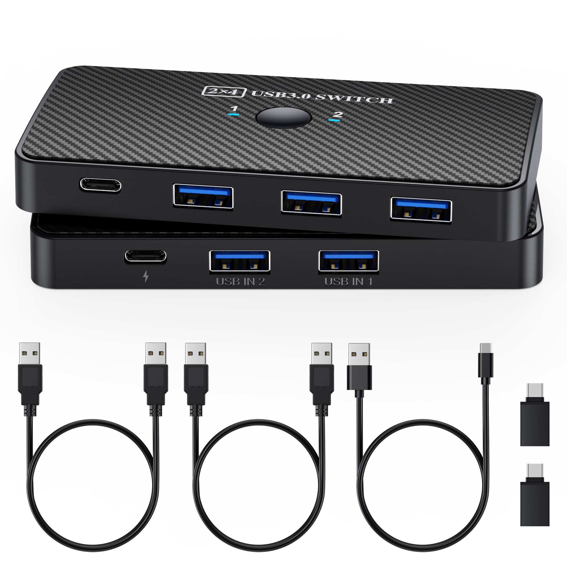 USB3.0 KVM スイッチアダプタ USB 3.0 スイッチャー 2 入力 4 出力 USB スイッチ KVM スイッチャープリンタ共有用コンピュータキーボード
