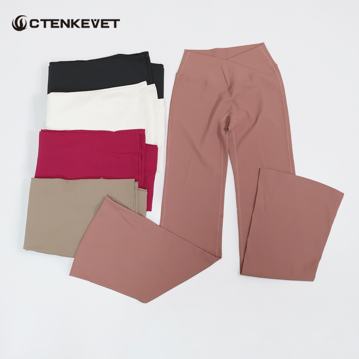 Ctenkevet 夏女性の V クロスウエストワイドレッグパンツ速乾性ダンストレーニングフレアレギンス女性ジムワークアウトストライプスタイル