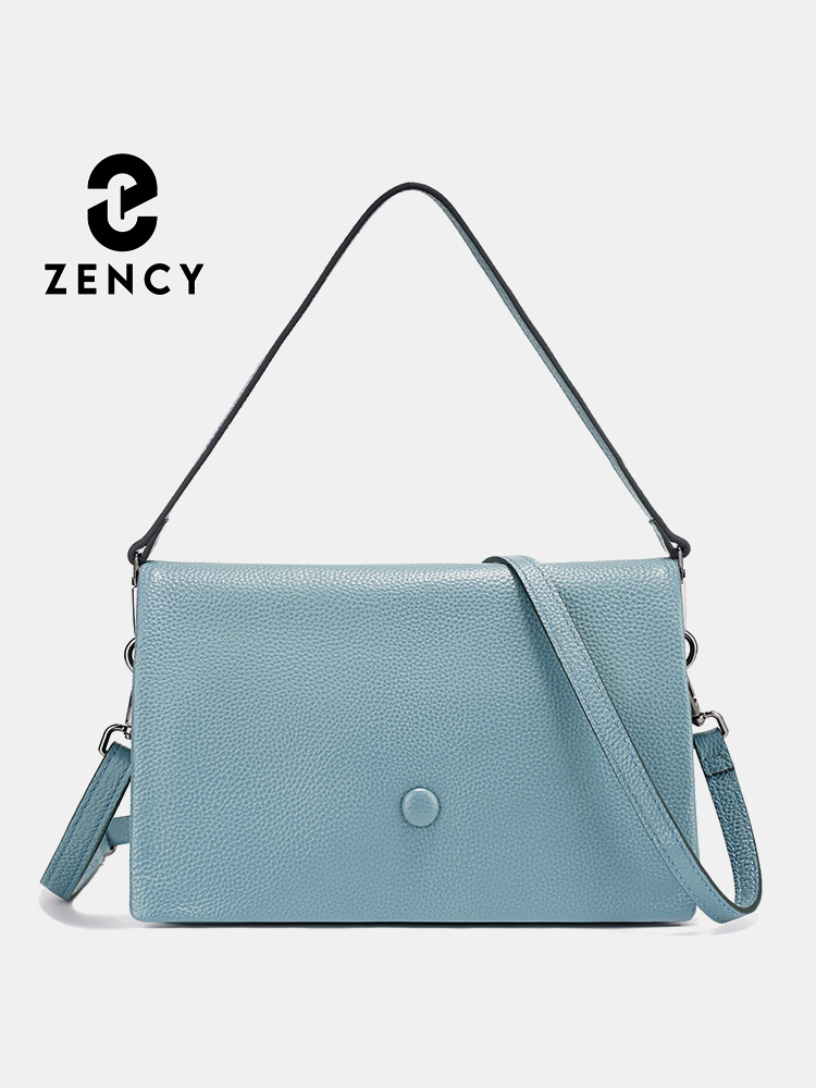 Zency レディース ショルダーバッグ シンプル レザー ハンドバッグ ソリッドカラー クロスボディ ロングストラップ付き フラップバッグ ファッション かばん サック