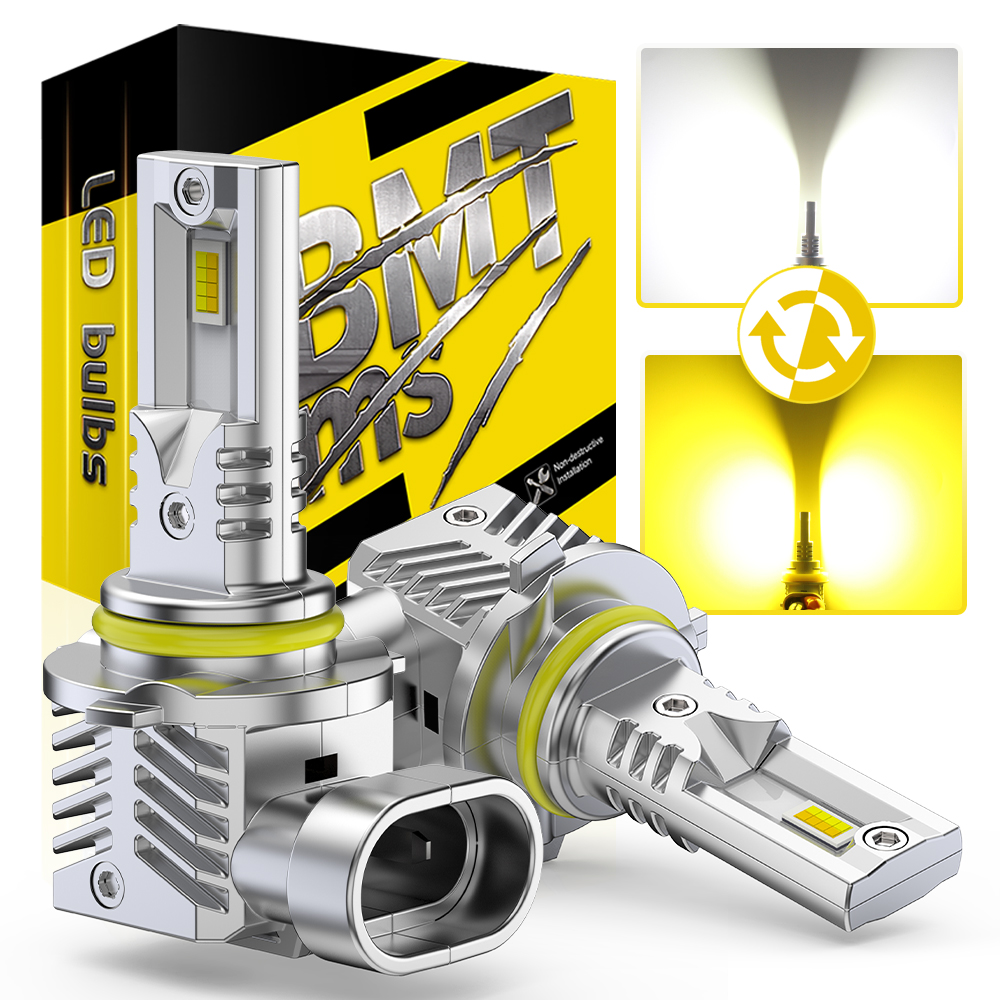 BMTxms 2 個 H11 H10 HB4 HB3 LED フォグランプデュアルカラースイッチバック H8 9145 9005 9006 LED DRL ランプトヨタホンダダッジ GMC スマート