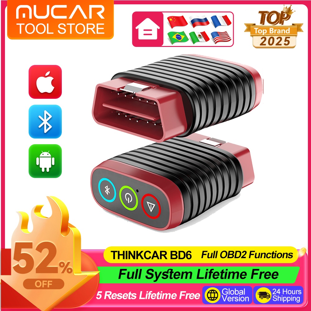 Thinkcar BD6 OBD2 スキャナー フルシステム診断ツール 5 リセット生涯無料ワイヤレス車コードリーダー Android Iphone VS BT200