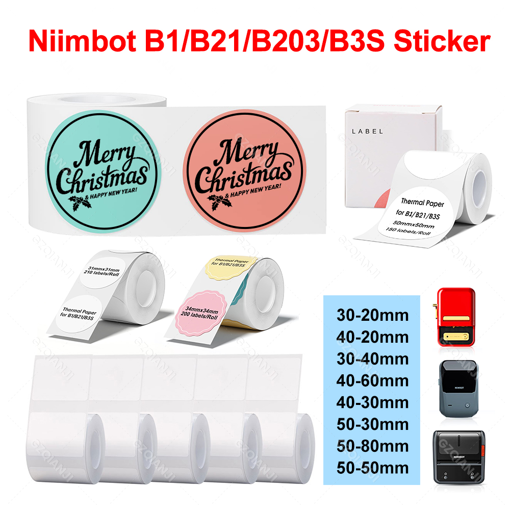 Niimbot 公式ラベル紙ロールラウンド白透明ステッカー紙ロール B21 B1 B203 ラベルマシンプリンタ用